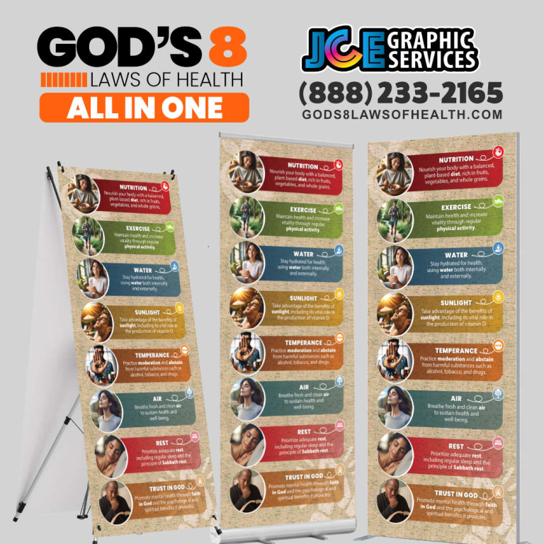 All-in-one God's 8 Laws of Health banner