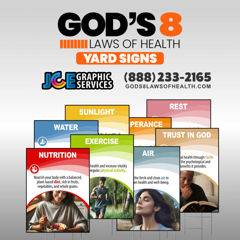 God's 8 Laws of Health yard signs